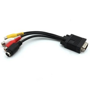 VGA 입력 Polybag TV 박스 SVGA to S-비디오 3 RCA 복합 AV 출력 변환기 어댑터 케이블 PC 코드 표준 Sub-d, CHINA _Converter Adapter, 1개