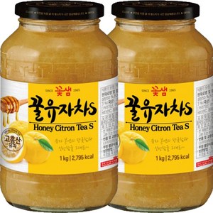 꽃샘 꿀유자차S 2kg(1kg x 2병), 2개