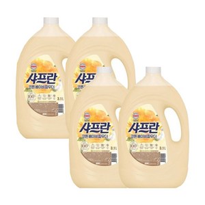 샤프란 시어버터 섬유유연제 코튼 앤 크림 용기형, 3.1L, 4개