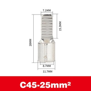 C45 접점 핀 구리 주석 도금 DZ47 회로 차단기 플러그 모양의 케이블 와이어 러그 삽입 압착 단자 1.5-25 터미널, C45-25, 50Pcs, 50개