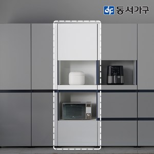 동서가구 네오 데이즐 원터치 자동개폐 키큰 틈새장 렌지대 주방수납장 세트, 화이트, 3_600 렌지밥솥수납장