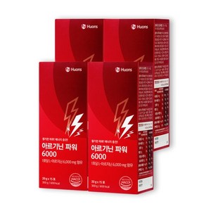 휴온스 아르기닌 파워 6000 아르지닌 블루베리맛 15포×4박스, 300g, 4개