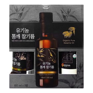 동방제유 유기농 통깨 참기름 180ml x 3입, 3개