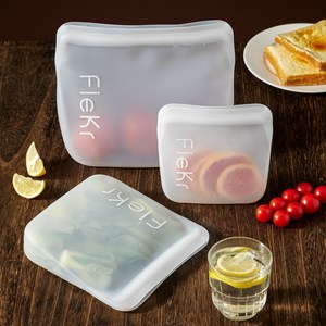 피크르 업그레이드 다회용 두툼 실리콘 지퍼백 3종 세트, 500ml+1000ml+2000ml B스타일의 화이트, 1세트