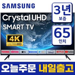 삼성 23년형 65인치 TV 크리스탈 UHD 4K 스마트 티비 65CU7000 미러링 유튜브 넷플릭스 티빙, 방문설치, 163cm(65인치), 스탠드형