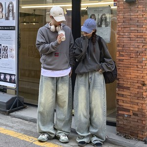 앤샵 [롱 숏 기장선택] 여성용 트베리 워싱빈티지 벌룬 사이드절개 와이드 데님 청바지(4colo)