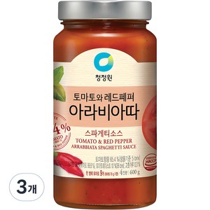 대상 청정원 아라비아따 스파게티 소스, 3개, 600g