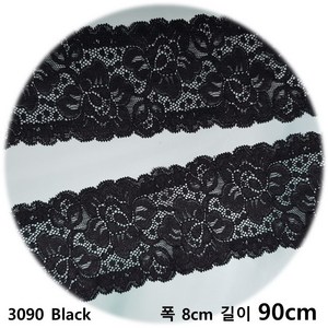 dklace 스판레이스 3090 레이스 2 color ( 8cm 1yd 기준 ), Black, 1개