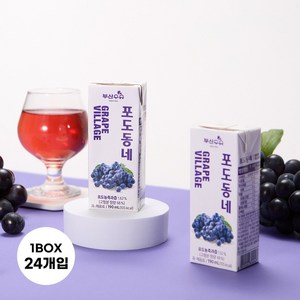 부산우유 포도주스 멸균 포도동네, 24개, 190ml