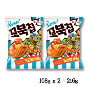 오리온 꼬북칩 카라멜팝콘맛 대용량 (108gx2개), 2개, 108g