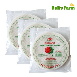 [루츠팜]베트남 라이스페이퍼 22cm 300gX50개 1박스 장미표 원형 월남쌈페이퍼, 300g, 50개