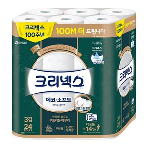 크리넥스 천연 펄프 데코 & 소프트 3겹 화장지 30m, 24개입, 1개