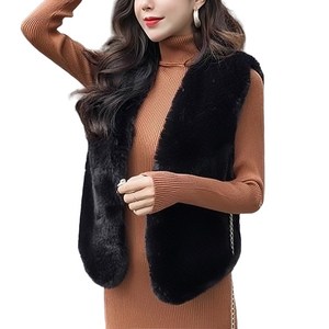 여성 가을겨울 퍼조끼 숏 뽀그리 모조 토끼털 민소매 코트 Women's vest