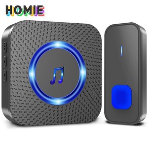 HOMIE 가정용 도어센서벨 프리미엄방수 IP55 노인 호출기 무선 도어벨, 푸른 색-XM-01