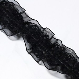 남영레이스 양면 이중 프릴 2색 3.5cm x 90cm 연폭가능 [주름 프릴 레이스 DIY 홈데코 인테리어 리폼], 블랙, 1개