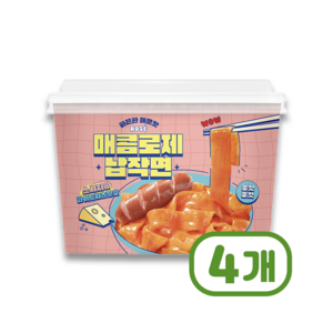 매콤 로제납작면 [소시지 치즈포함]매운맛 즉석용기컵 간편식 175g x 4개, 1세트