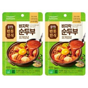 풀무원 [반듯한식] 바지락 순두부찌개양념 (실온), 2개, 140g