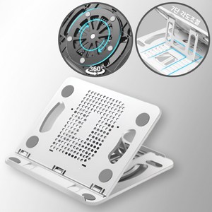 흠스아워 7단 각도조절 360도 회전 태블릿 노트북 겸용 거치대, 화이트, 1개
