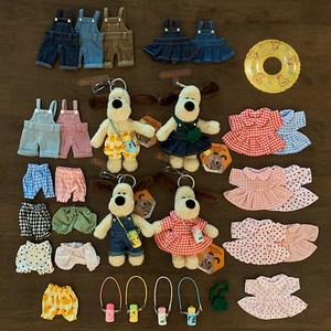 [국내정품] 그로밋 인형키링 숀 모루인형 꾸미기 옷 모음, 1개, 키링+28 핑크스트라이프멜빵바지