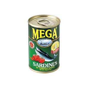 Mega Sadines in Tomato Sauce 메가 사딘스 토마토 정어리 통조림, 155g, 1개