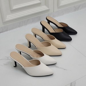 [여성스러운. 데일리룩 클래식핏 브이컷] 스틸레토 뮬 힐(8cm 3colo)