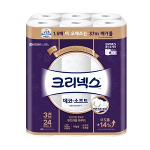 크리넥스 데코&소프트 천연펄프 3겹 고급롤화장지, 37m, 24개입, 1개