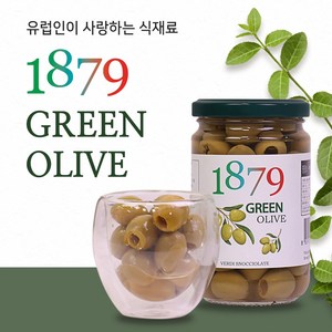 1879 올리브 290g 절임 씨없는 그린올리브 유리병 안주 와인안주, 1개