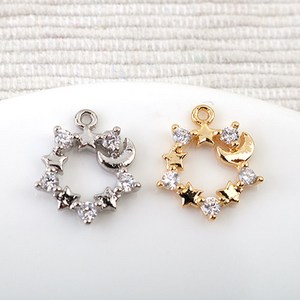 비즈아이 [7333-07]큐빅펜던트 큐빅별달 11x13mm 1개