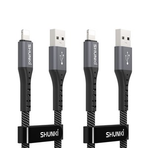 슌키 1+1 USB A to 라이트닝 8핀 고속충전 케이블, 2m, 2개