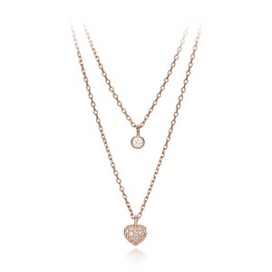 [끄란느] 14K GOLD PLATED 큐빅 하트 레이어드 목걸이 C24NB039