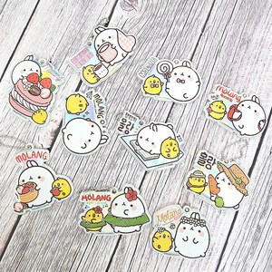 6000 몰랑 말랑말랑 양면 키링 1개 랜덤 - 백참 열쇠고리 가방고리 키링줄 무료증정