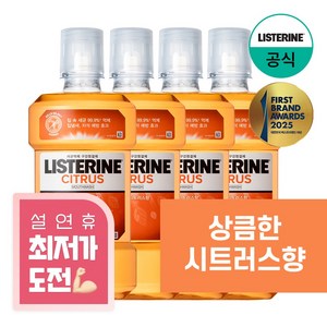 리스테린 내추럴 시트러스 구강청결제, 750ml, 4개