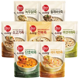 cj 비비고 죽 420gx 7종 (녹두닭죽 들깨죽 소고기죽 전복죽 버섯야채죽 단호박죽 새우계란죽 )