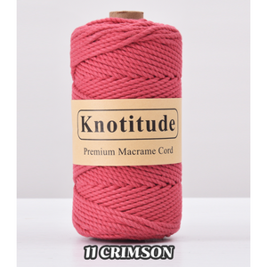 3.0mm 100 yad 꼰사 마크라메 콘사 컬러로프 마크라메 실 재료, 91m, CRIMSON #11, 1개