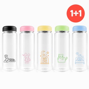1+1 일러스트 에코젠보틀 500ml 무배 국내산제작 텀블러 친환경 트라이탄, 핑크래빗, 1세트