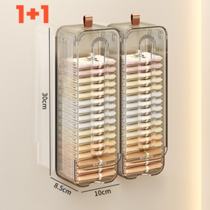 홈프 무타공 벽걸이 속옷 양말 정리함, 1개, 투명 그레이  1+1