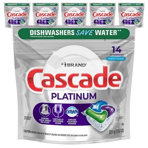 Cascade 플래티넘 액션팩 프레시 식기세척기용 세제, 221g, 6개