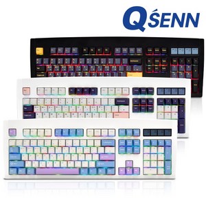 QSENN DT35 104 PBT 풀윤활 가스켓 유무선 기계식 키보드, 애플민트축 V1, 블랙