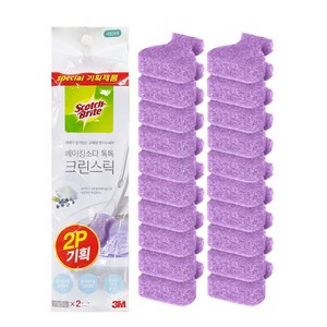 3M 향기톡톡 크린스틱 리필 (핸들별도구매) 일회용 변기청소 수세미, 2개, 베이킹소다