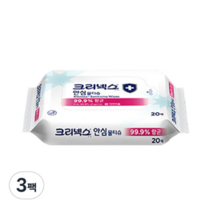 크리넥스 안심 물티슈 휴대용, 20매, 3개