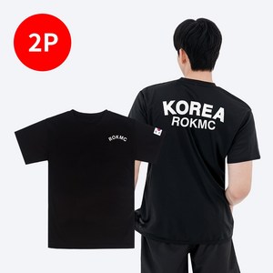 쿨링 해병대 ROKMC 반팔 티셔츠 2P SET(검정+검정) - 군인 로카티 운동복 기능성 훈련 단체복 트레이닝