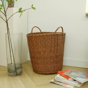 PVC 라탄 빨래 바구니 가볍고 관리가 편한 대형 소쿠리 [PVC Ratan Woven Laundry Basket Lightweight Convenient Big Basket]