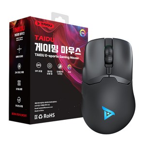 TAIDU 타이두 TSG608Po 초경량 무선 블루투스 게이밍 마우스, 블랙