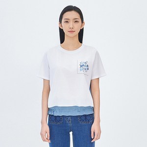 [Exclusive] 배색 레터링 스트링 티셔츠 (BIIBF7813)