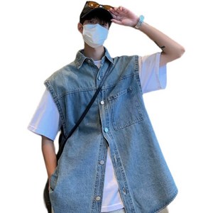 봄 가을 남자 청 조끼 민소매 자켓 Men's Vest D01 하늘비즈 W694L098