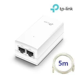 티피링크 TL-POE2412G＋랜선 5M 기가비트 24V 패시브 어댑터 세트, 1개