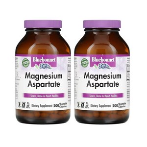 (1+1) 블루보넷 마그네슘 아스파테이트 Magnesium Aspatate 400mg 비건 200 베지캡슐 2팩, 200정, 2개