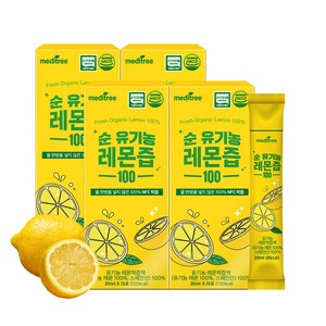 메디트리 순 유기농 레몬즙 원액 100% 레몬수 착즙 레몬 에이드, 300ml, 4개