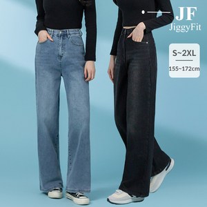 [지기핏] 3단 기장 와이드 밴딩 데님 여성 청바지 S~2XL