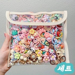 JUSTFEELING 귀여운 머리끈 100pcs 헤어끈 아동 보관 대용량 헤어 고무줄